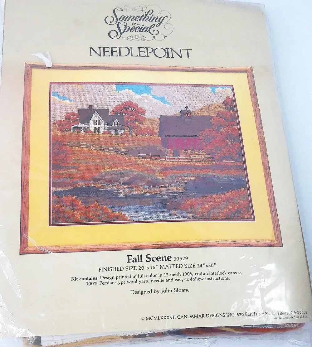 Vintage 1987 Something Special Fall Scene Needlepoint New